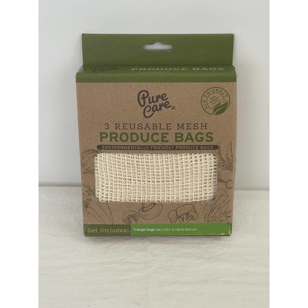 Reusable Mesh Produce Bags 100% Eco-friendly (NEW) 3 Pack (Large)